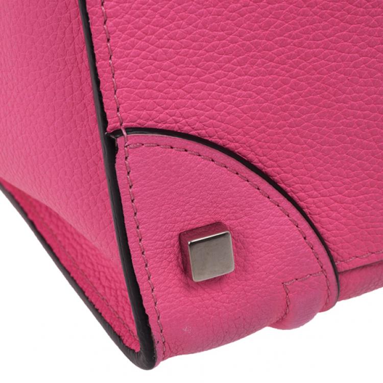 Pre Owned Celine Fluo Pink Mini Luggage Tote