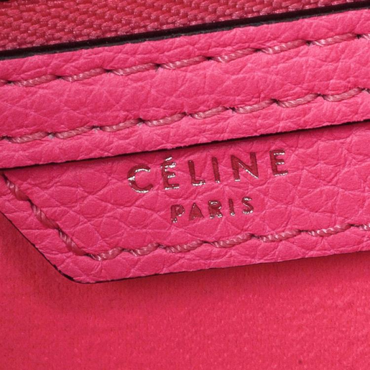 Pre Owned Celine Fluo Pink Mini Luggage Tote