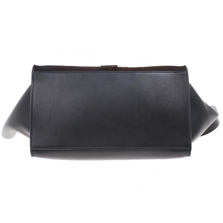 Pre Owned Celine Dark Brown Calf Hair Trapeze Bag