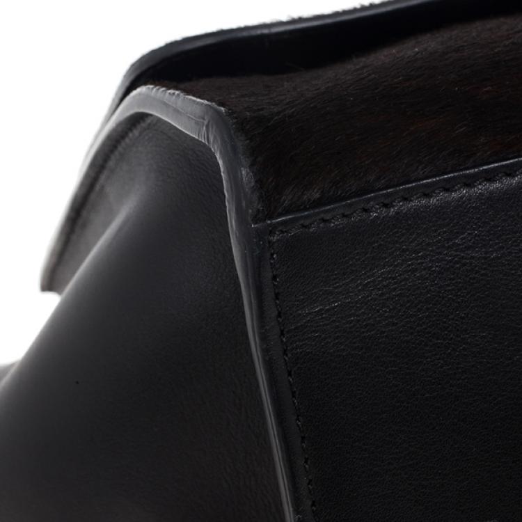 Pre Owned Celine Dark Brown Calf Hair Trapeze Bag