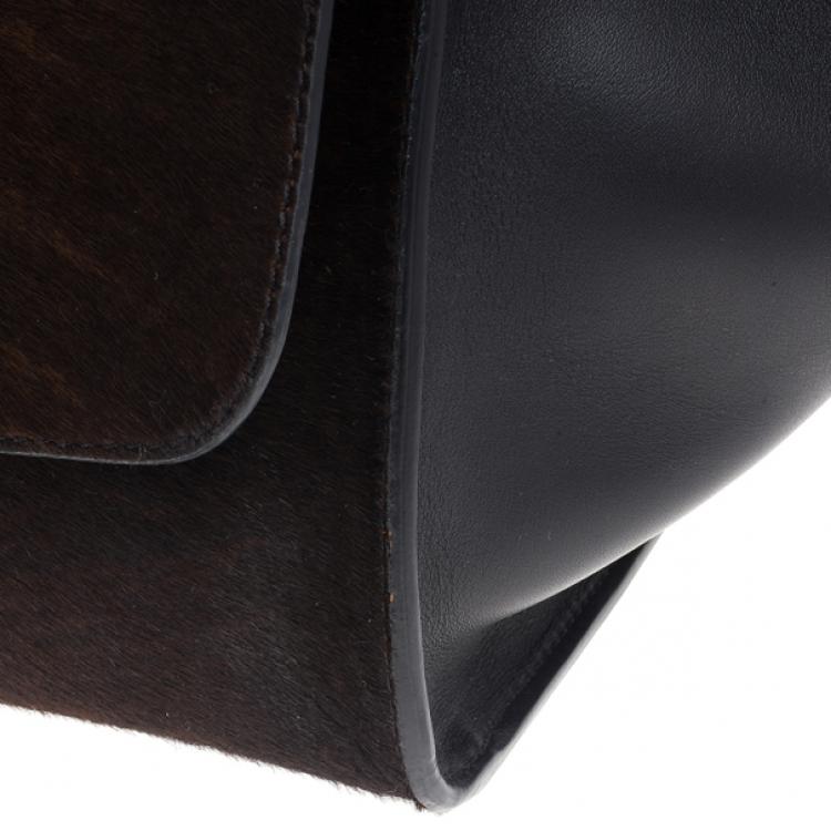 Pre Owned Celine Dark Brown Calf Hair Trapeze Bag