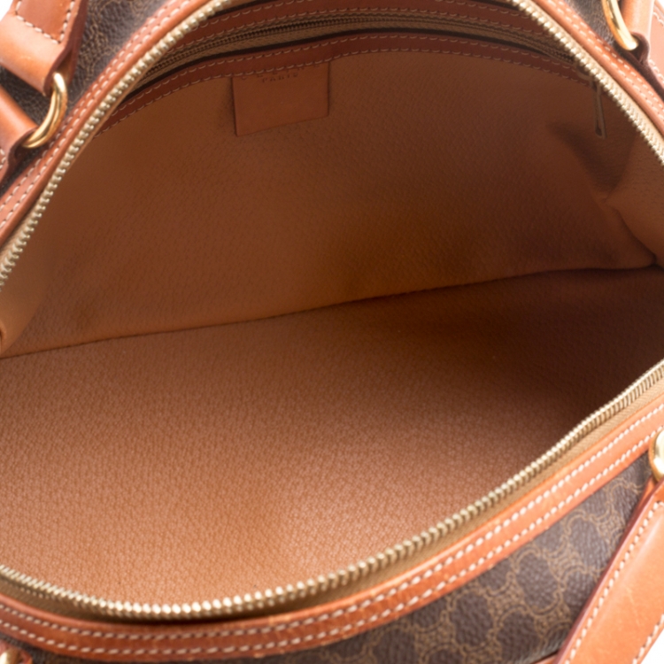 Pre Owned Céline Brown Coated Canvas and Leather Macadam Satchel