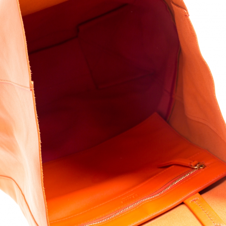 Pre Owned Celine Orange/Red Leather Vertical Cabas Tote