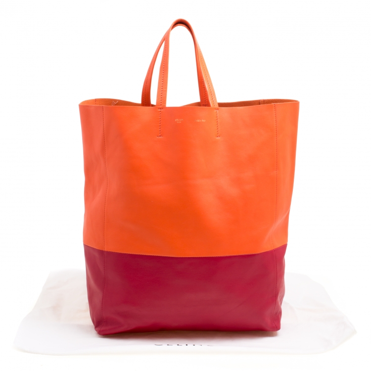Pre Owned Celine Orange/Red Leather Vertical Cabas Tote