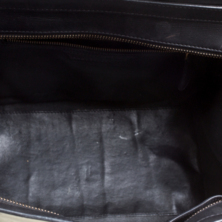 Pre Owned Celine Black Python and Suede Mini Luggage Tote