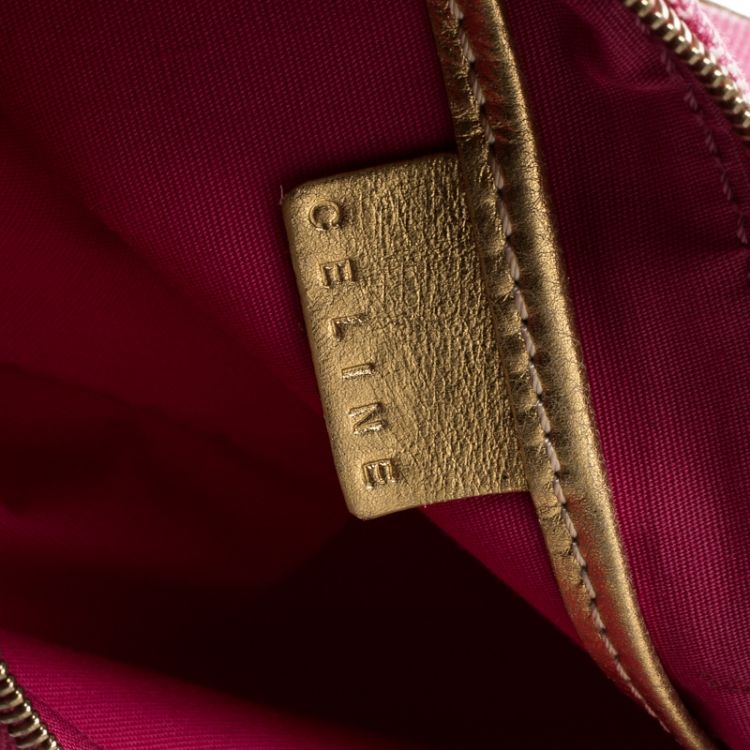 Pre Owned Celine Pink Macadam Canvas Vintage Shoulder Bag