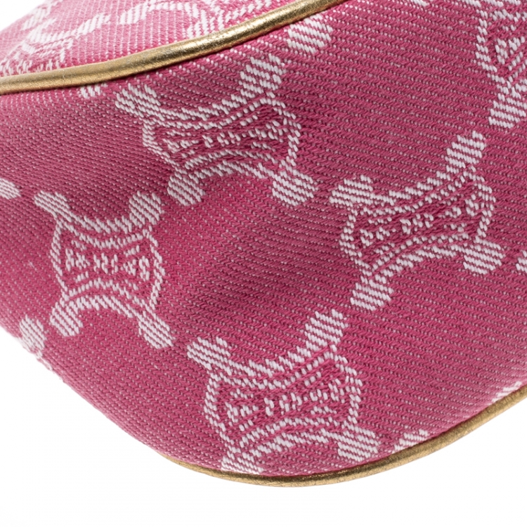 Pre Owned Celine Pink Macadam Canvas Vintage Shoulder Bag