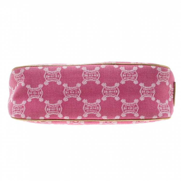 Pre Owned Celine Pink Macadam Canvas Vintage Shoulder Bag