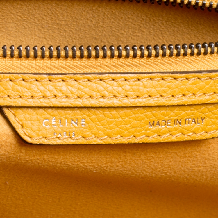 Pre Owned Celine Yellow Leather Mini Luggage Tote