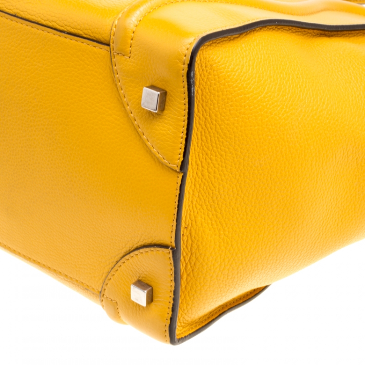 Pre Owned Celine Yellow Leather Mini Luggage Tote