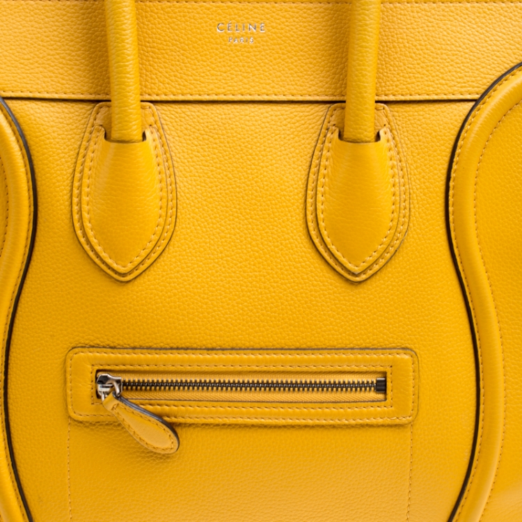 Pre Owned Celine Yellow Leather Mini Luggage Tote