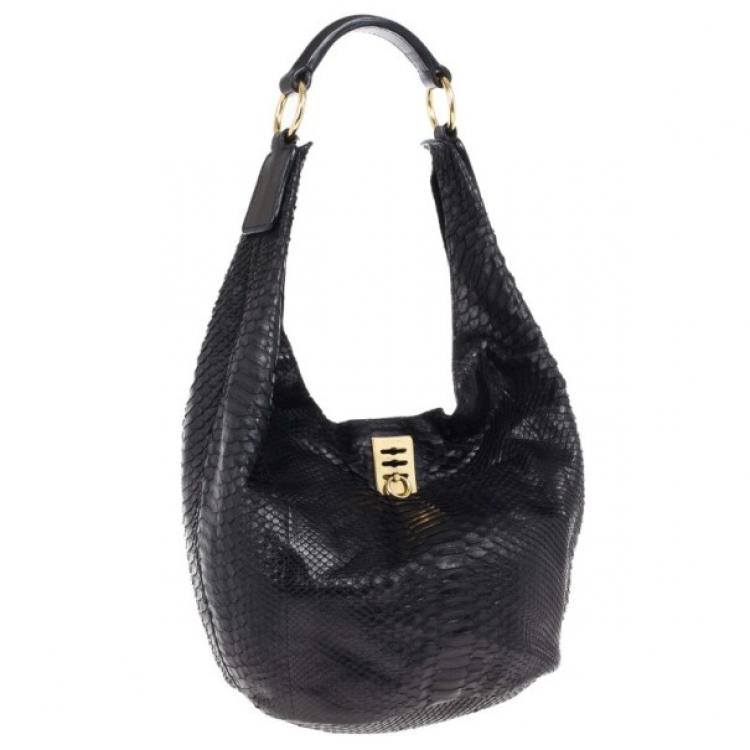 Pre Owned Celine Black Python Hobo