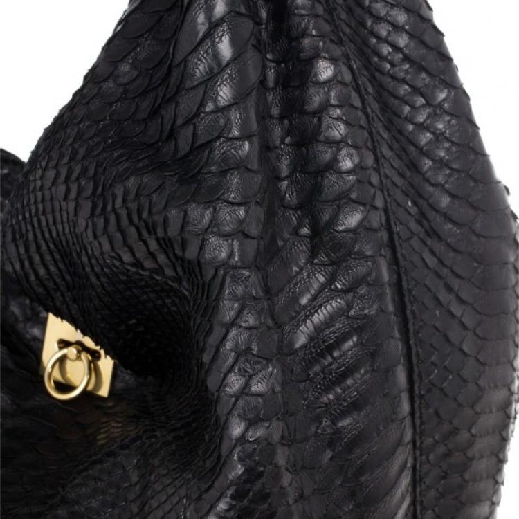 Pre Owned Celine Black Python Hobo