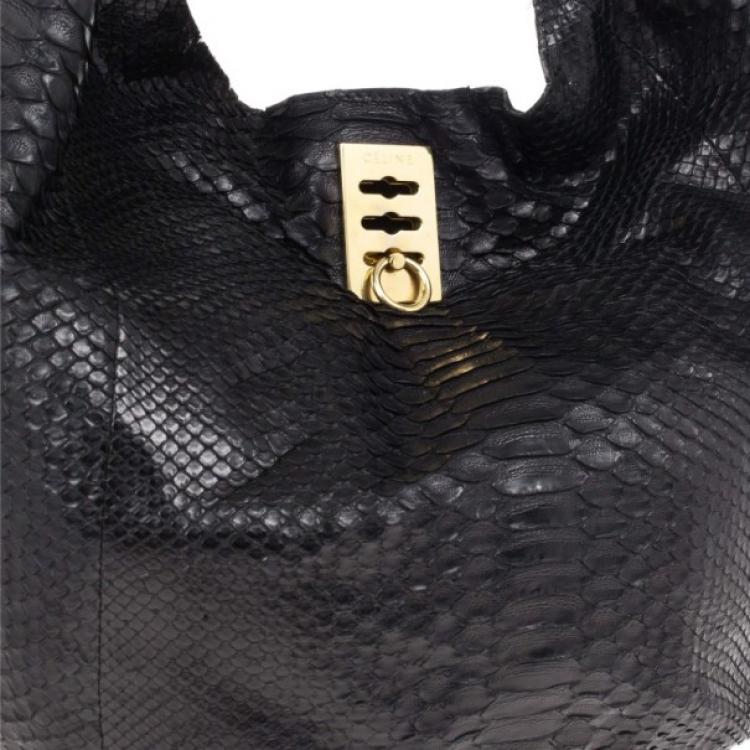 Pre Owned Celine Black Python Hobo