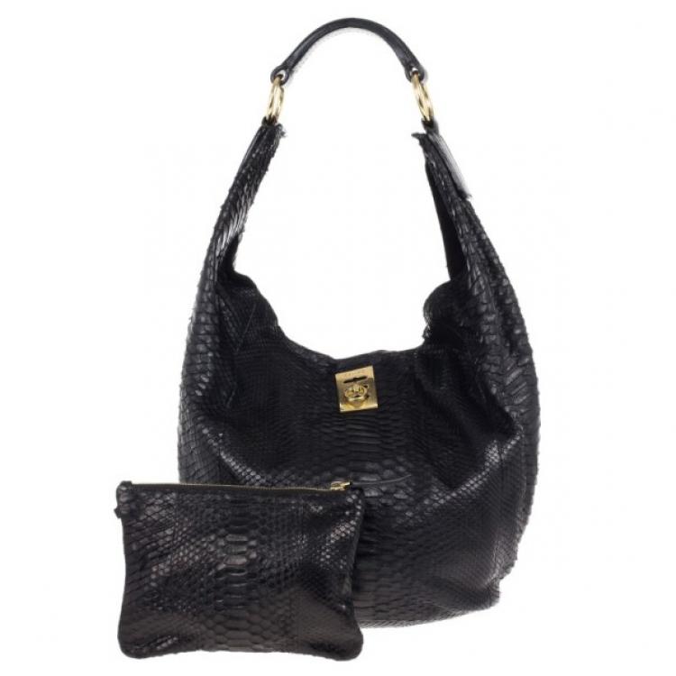 Pre Owned Celine Black Python Hobo