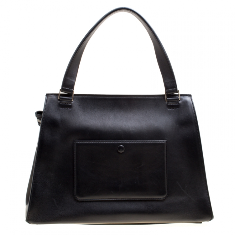 Pre Owned Celine Black/Yellow Leather and Calf Hair Medium Edge Bag