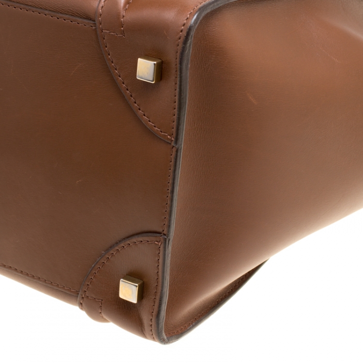 Pre Owned Celine Brown Leather Mini Luggage Tote