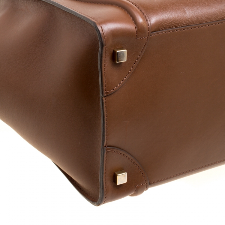 Pre Owned Celine Brown Leather Mini Luggage Tote