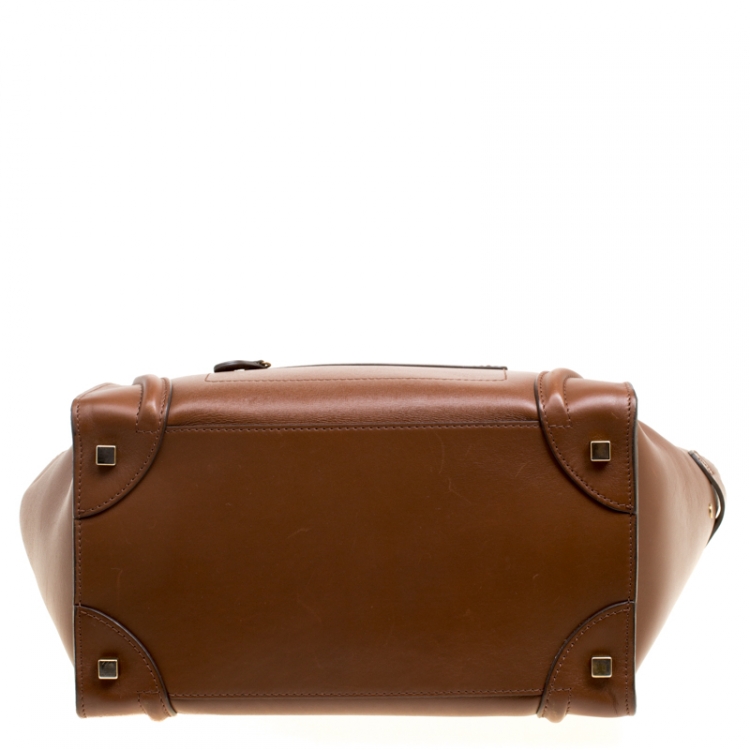 Pre Owned Celine Brown Leather Mini Luggage Tote