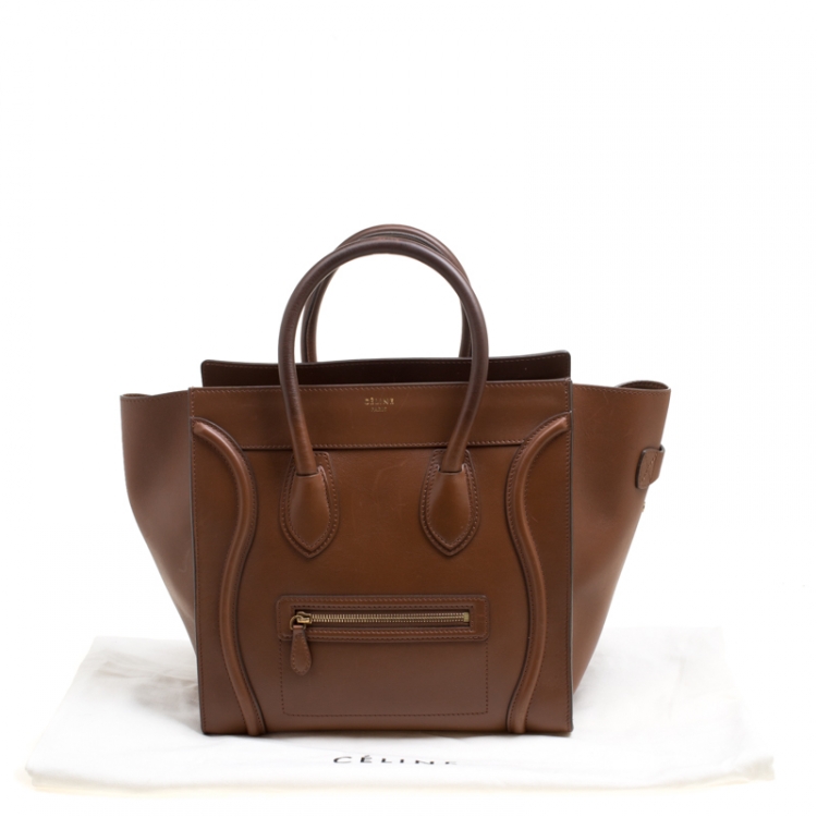 Pre Owned Celine Brown Leather Mini Luggage Tote