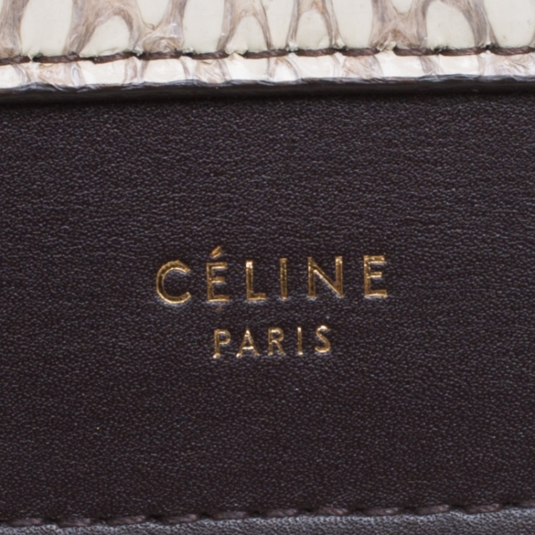 Pre Owned Celine Tri Color Leather and Snakeskin Envelope Chain Clutch