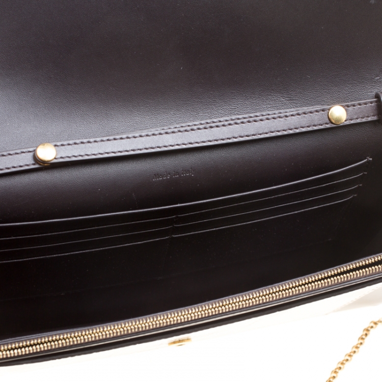 Pre Owned Celine Tri Color Leather and Snakeskin Envelope Chain Clutch