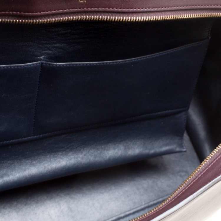 Pre Owned Celine Tri Color Leather and Suede Large Trapeze Bag