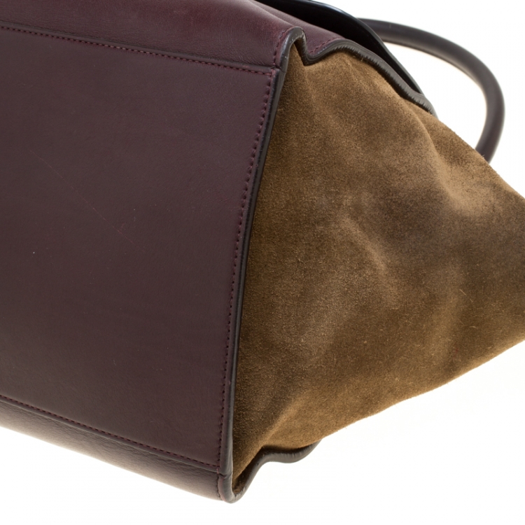 Pre Owned Celine Tri Color Leather and Suede Large Trapeze Bag