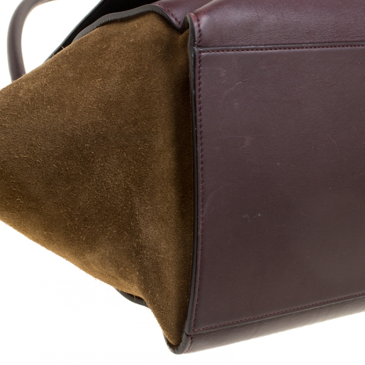 Pre Owned Celine Tri Color Leather and Suede Large Trapeze Bag