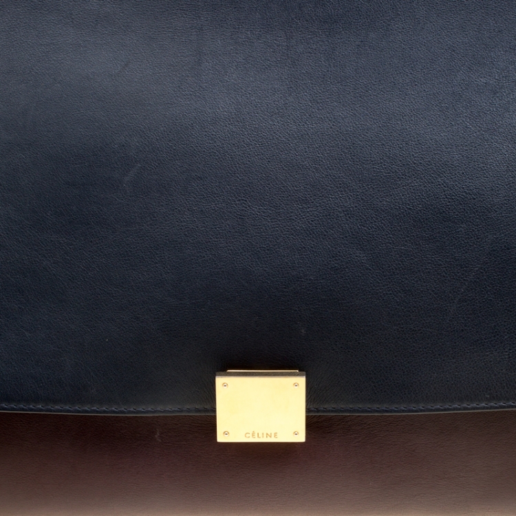 Pre Owned Celine Tri Color Leather and Suede Large Trapeze Bag