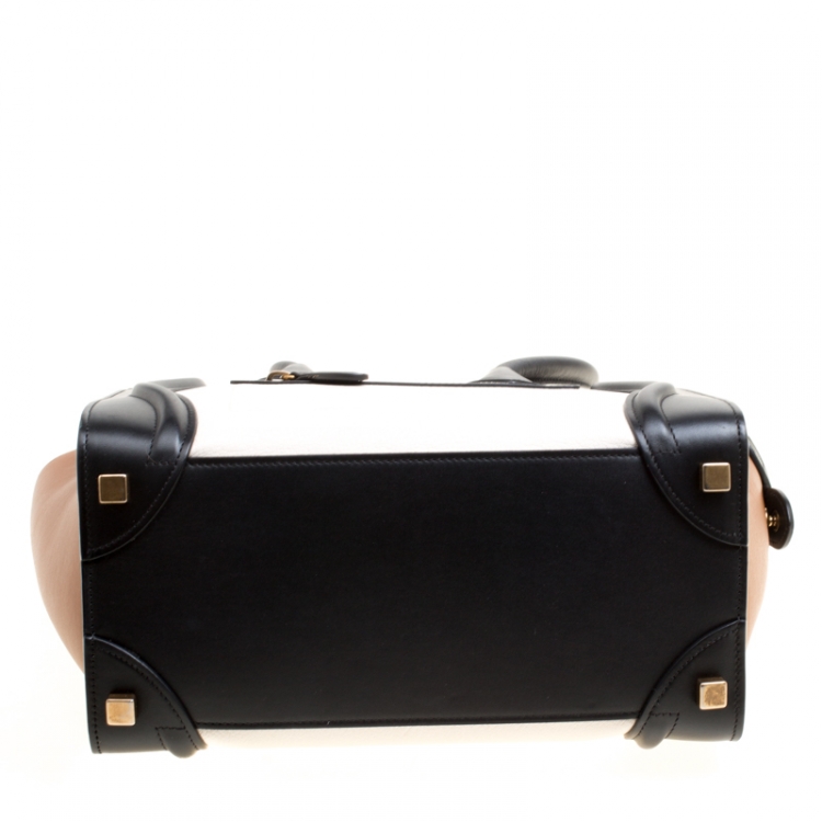 Pre Owned Celine Tricolor Leather Micro Luggage Tote