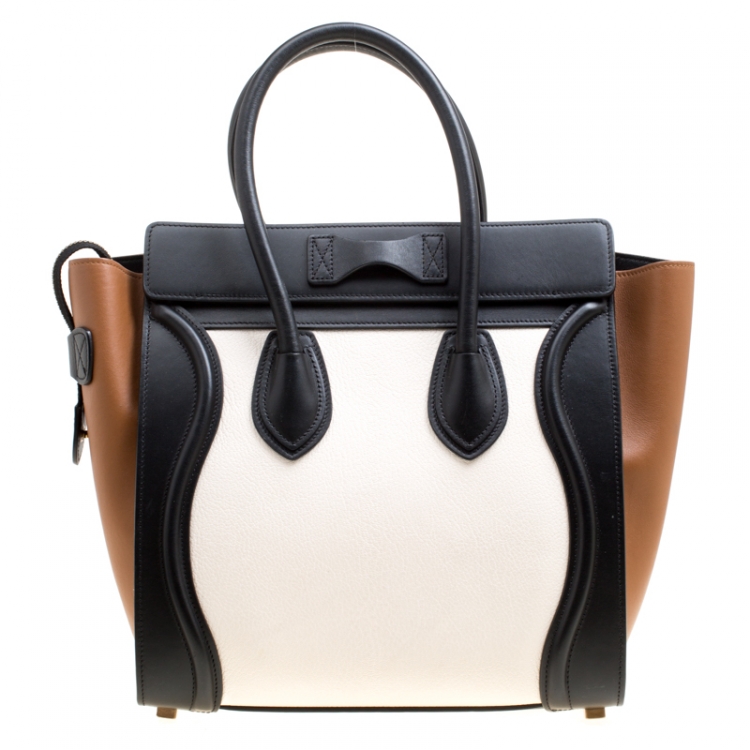 Pre Owned Celine Tricolor Leather Micro Luggage Tote
