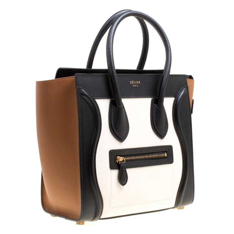 Pre Owned Celine Tricolor Leather Micro Luggage Tote