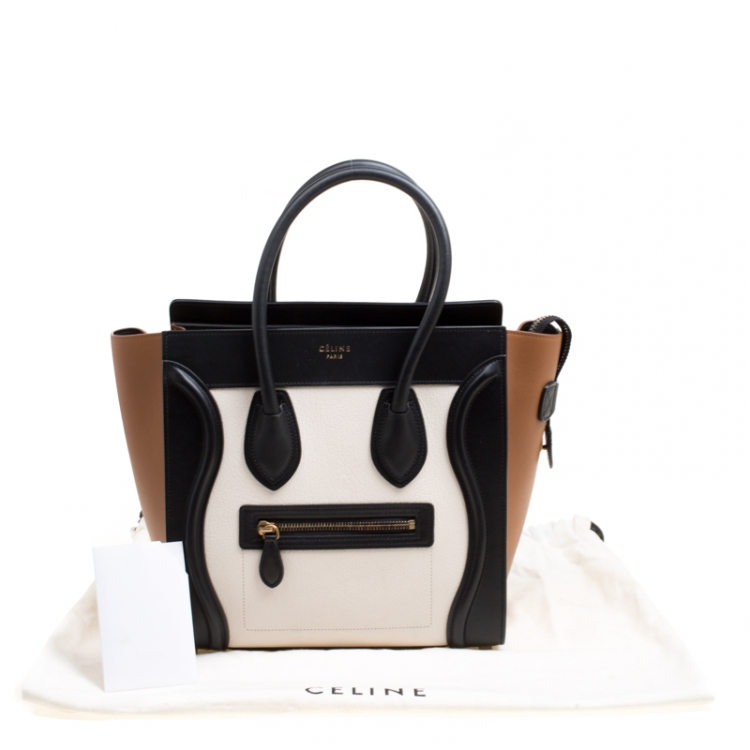 Pre Owned Celine Tricolor Leather Micro Luggage Tote