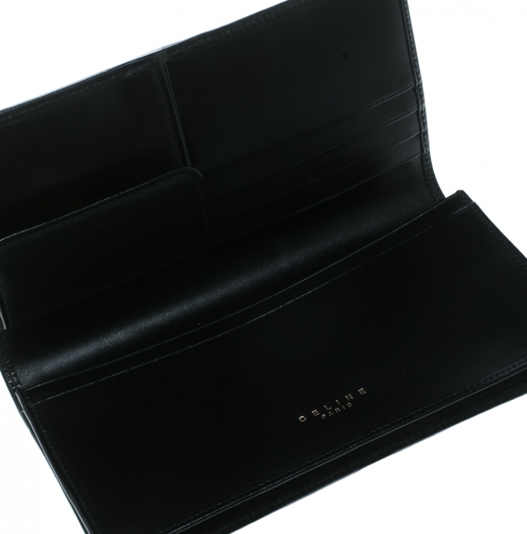 Pre Owned Celine Black Coated Canvas Macadam Wallet