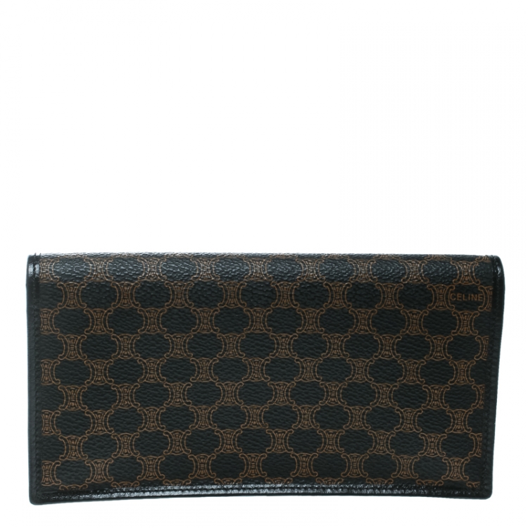 Pre Owned Celine Black Coated Canvas Macadam Wallet