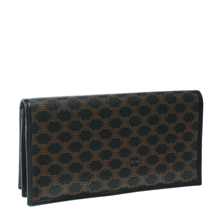 Pre Owned Celine Black Coated Canvas Macadam Wallet