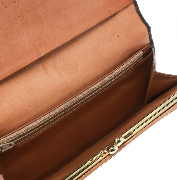 Pre Owned Celine Brown Coated Canvas Macadam Wallet