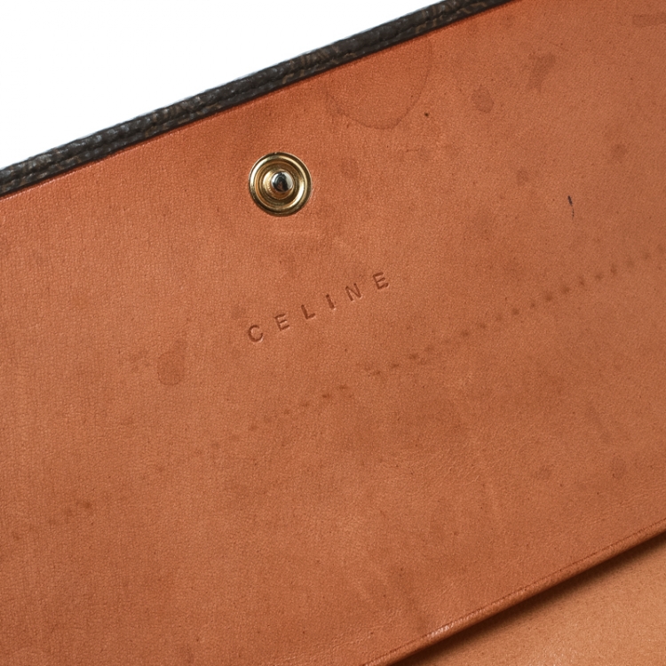 Pre Owned Celine Brown Coated Canvas Macadam Wallet