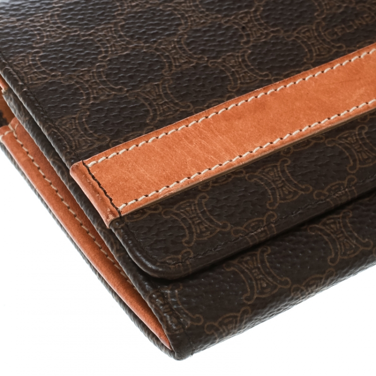 Pre Owned Celine Brown Coated Canvas Macadam Wallet