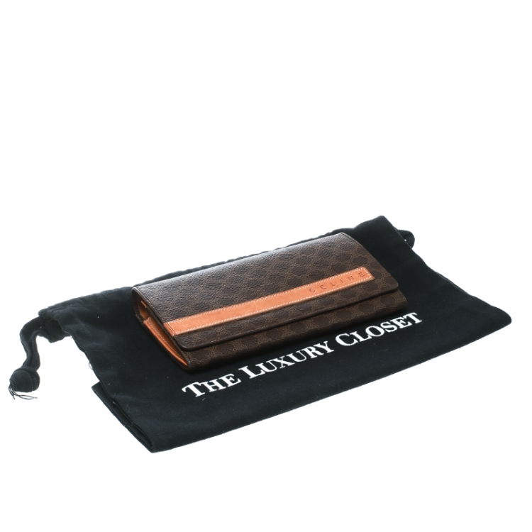Pre Owned Celine Brown Coated Canvas Macadam Wallet