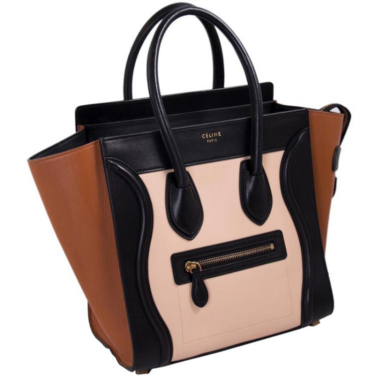 مملوكة مسبقًا Celine Tricolor Leather Micro Luggage Tote