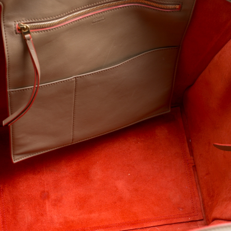 Pre Owned Celine Beige Leather Medium Tie Tote