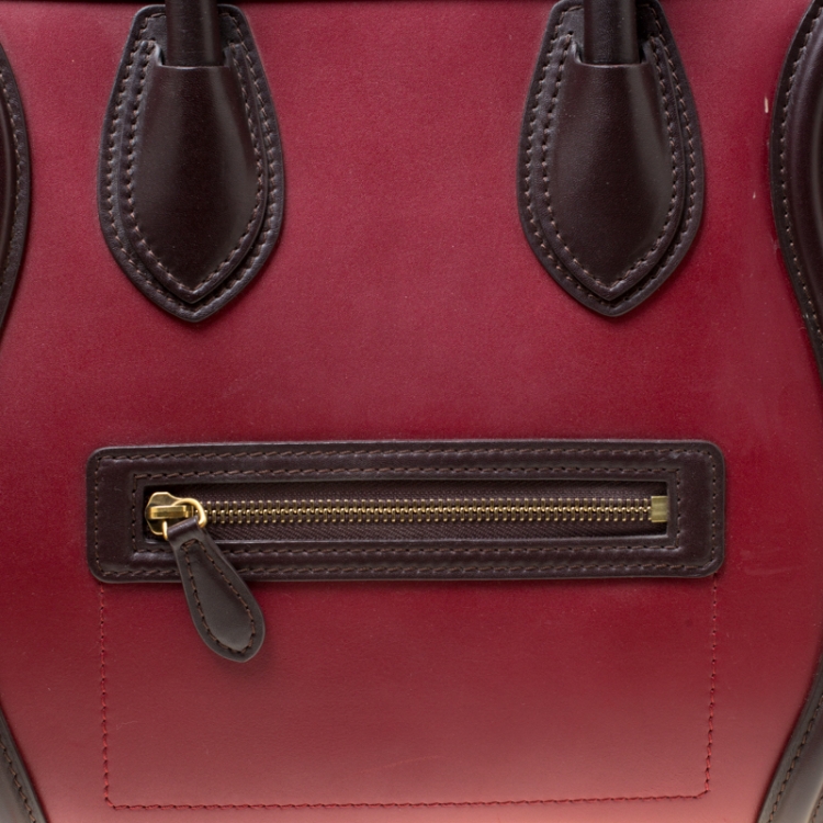 Pre Owned Celine Tri Color Leather Mini Luggage Tote