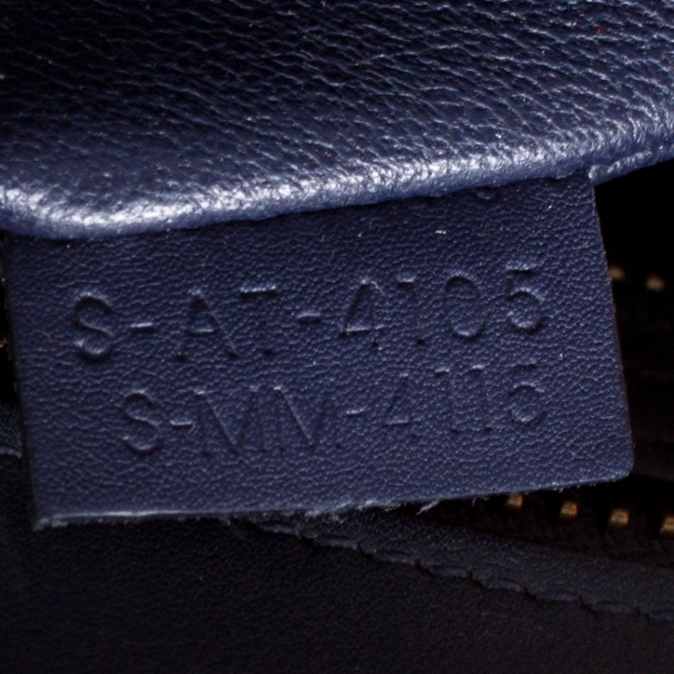 Pre Owned Celine Navy Blue Leather Micro Luggage Tote