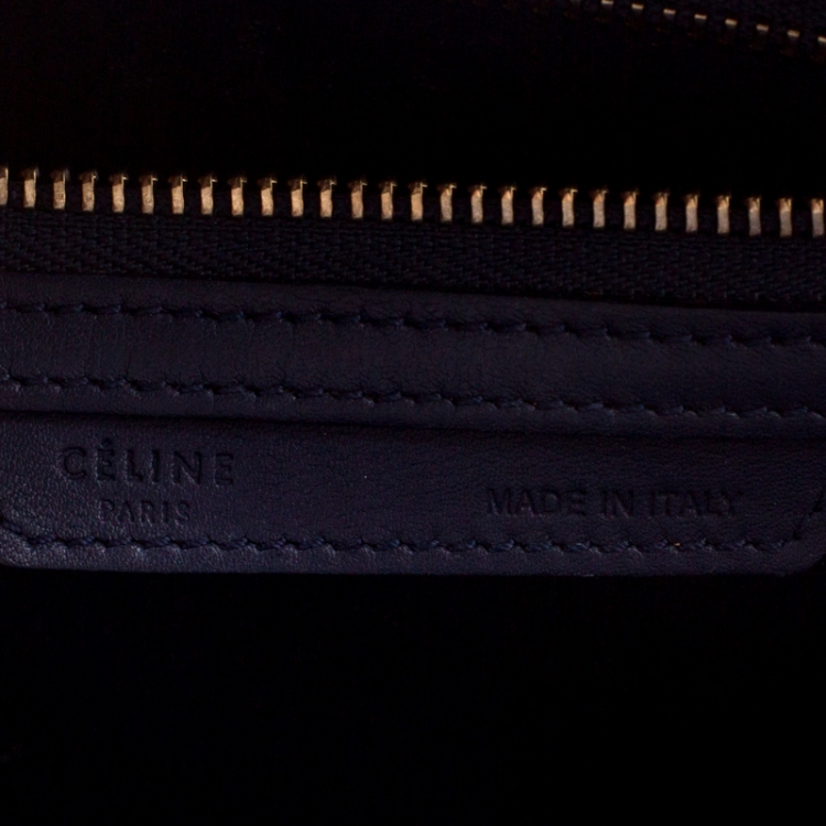 Pre Owned Celine Navy Blue Leather Micro Luggage Tote