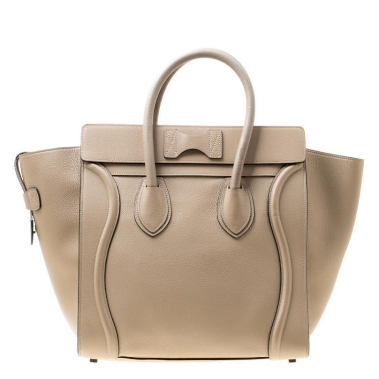 Pre Owned Celine Light Brown Leather Mini Luggage Tote