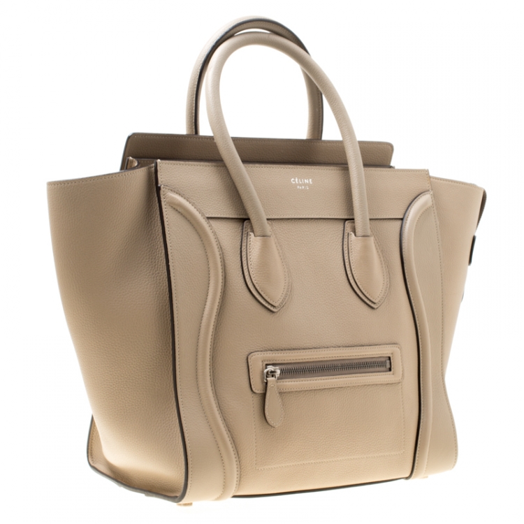 Pre Owned Celine Light Brown Leather Mini Luggage Tote