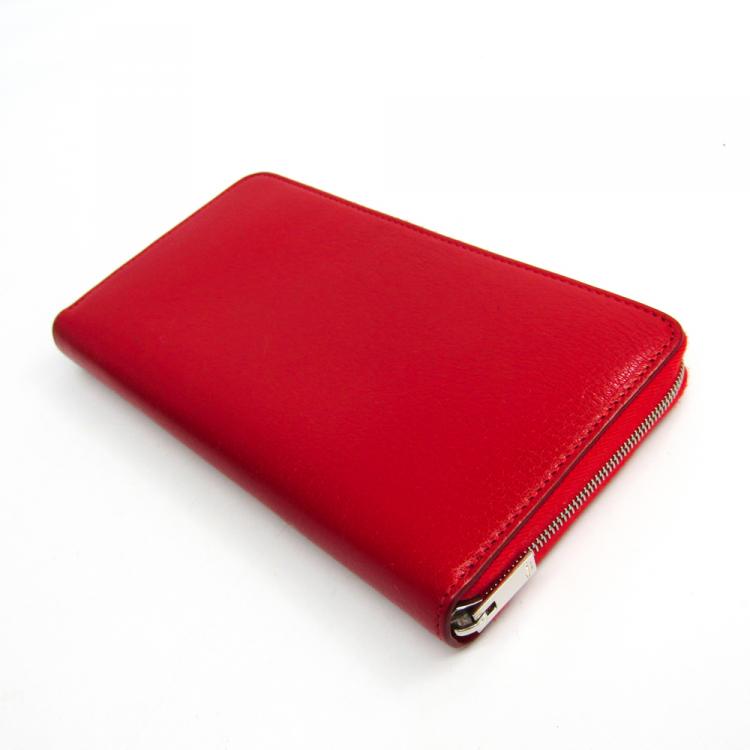 Pre Owned Celine Red Leather Large Zipped Wallet