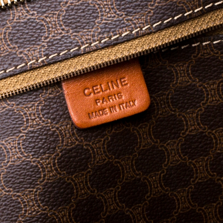 Pre Owned Celine Brown Coated Canvas and Leather Macadam Shopper Tote